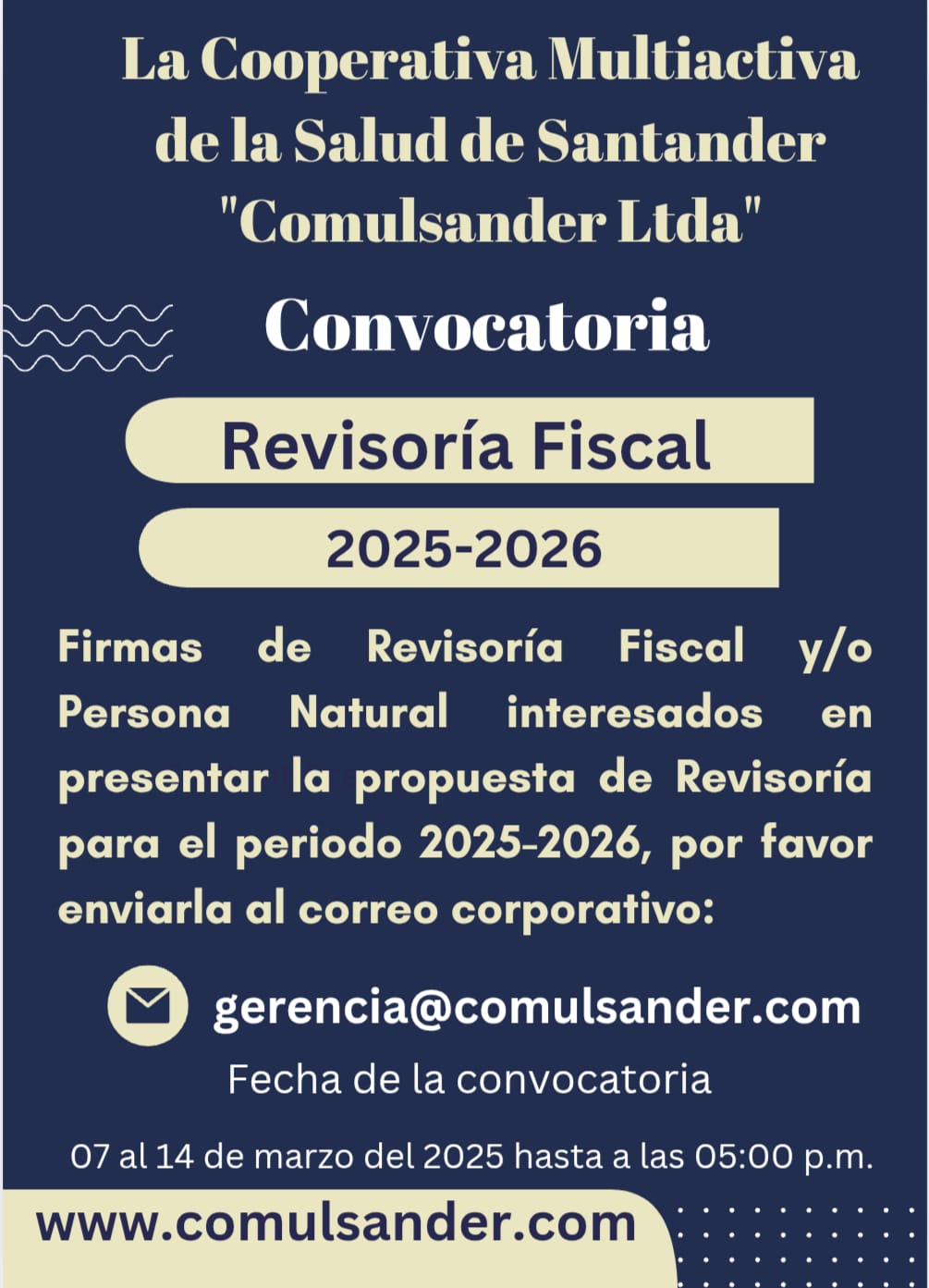 Convocatoria Revisoria Fiscal 2025